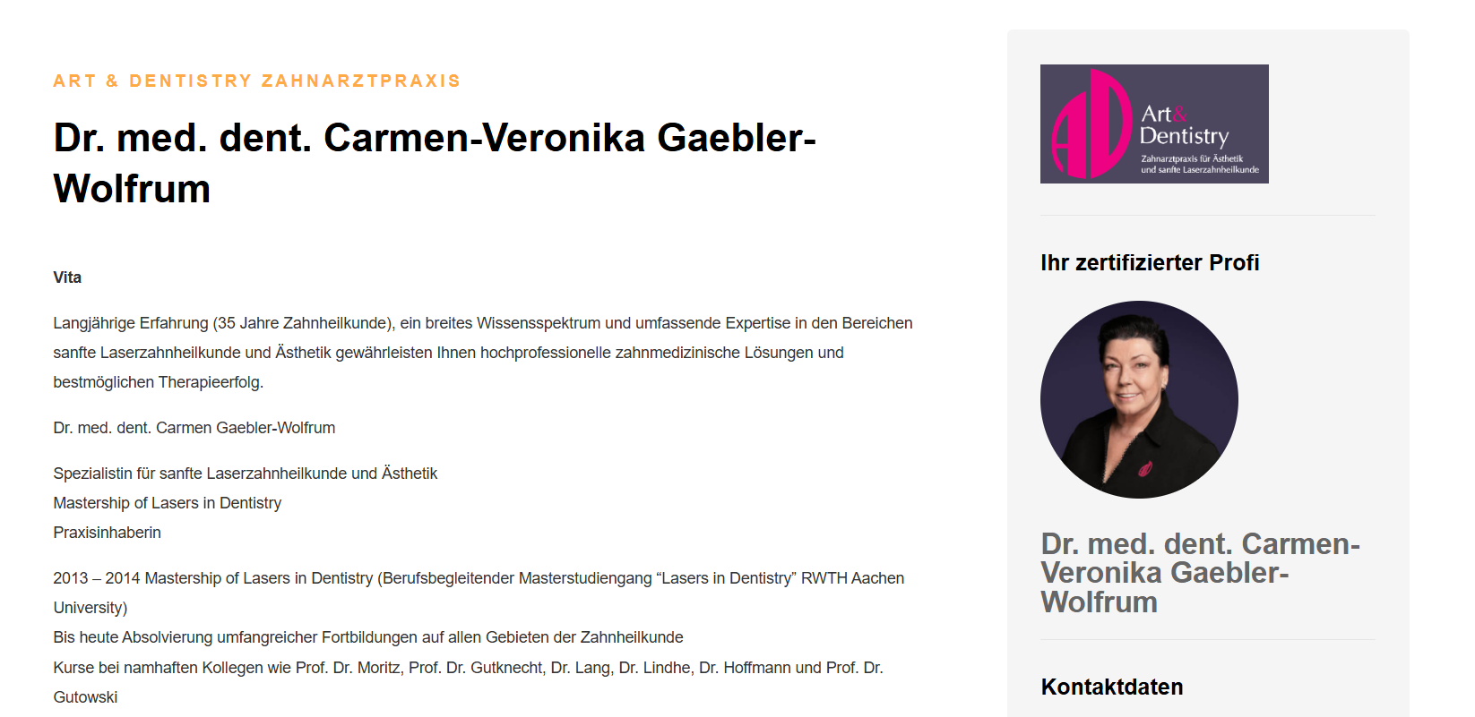 Dr. med. dent. Carmen-Veronika Gaebler-Wolfrum Profil